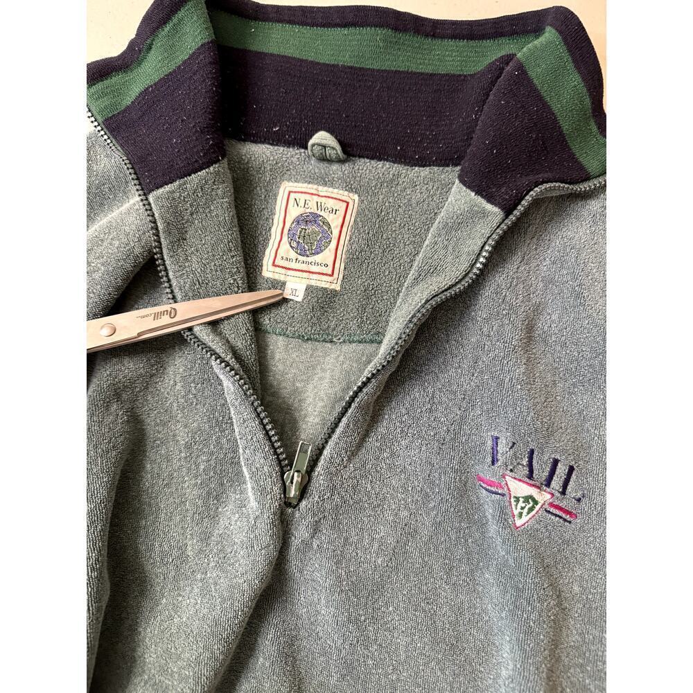 Vintage unisex Vail, CO Green XL Terrycloth Pullover Quarter Zip